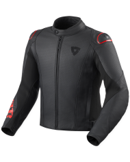 CHAQUETA REVIT QUADRATIC BLACK/NEON RED | Cuero de moto | %brands%