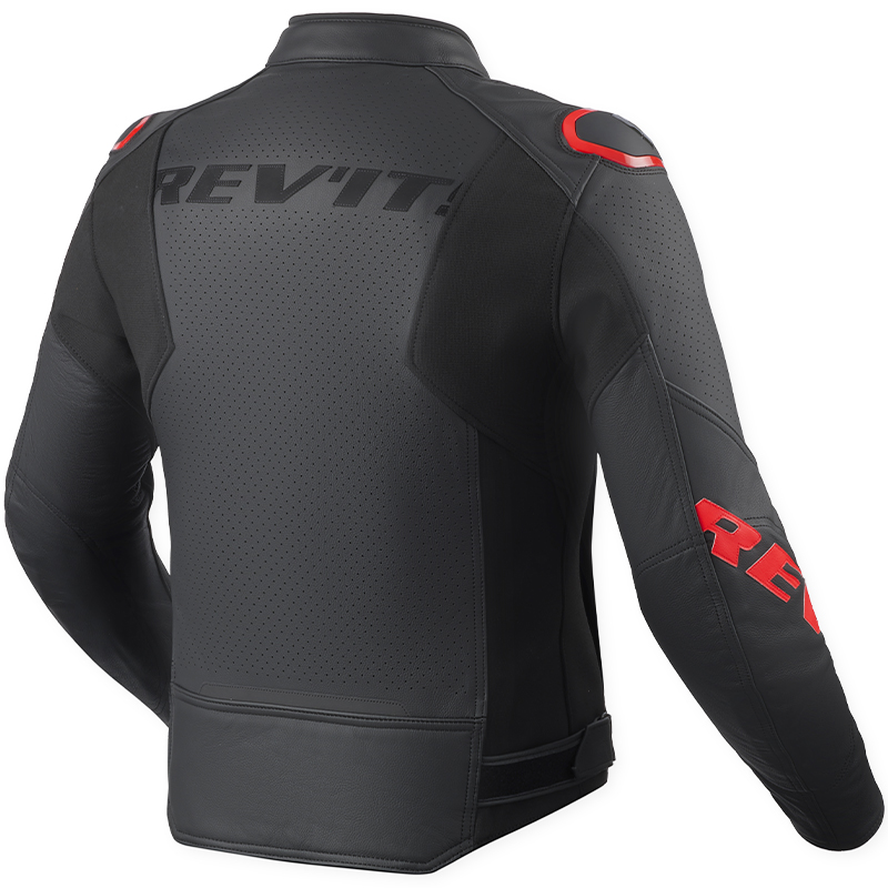CHAQUETA REVIT QUADRATIC BLACK/NEON RED | Cuero de moto | %brands%