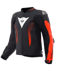 CHAQUETA DAINESE SUPER SPEED 5 BLACK/RED FLUO/WHITE | Cuero de moto | %brands%