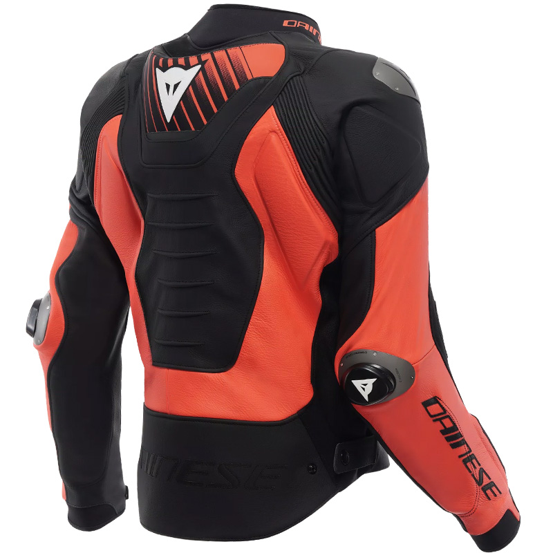 CHAQUETA DAINESE SUPER SPEED 5 BLACK/RED FLUO/WHITE | Cuero de moto | %brands%
