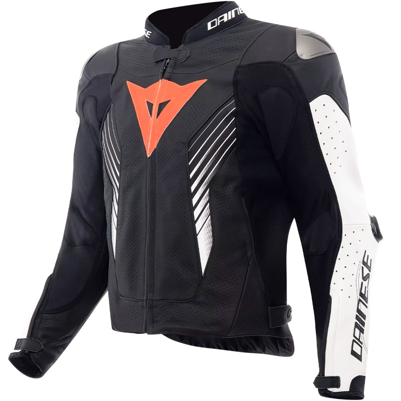 CHAQUETA DAINESE SUPER SPEED 5 PERFORADA BLACK/WHITE/RED FLUO