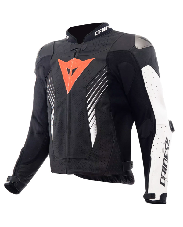 CHAQUETA DAINESE SUPER SPEED 5 PERFORADA BLACK/WHITE/RED FLUO | Cuero de moto | %brands%
