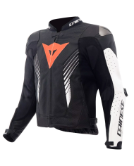 CHAQUETA DAINESE SUPER SPEED 5 PERFORADA BLACK/WHITE/RED FLUO | Cuero de moto | %brands%