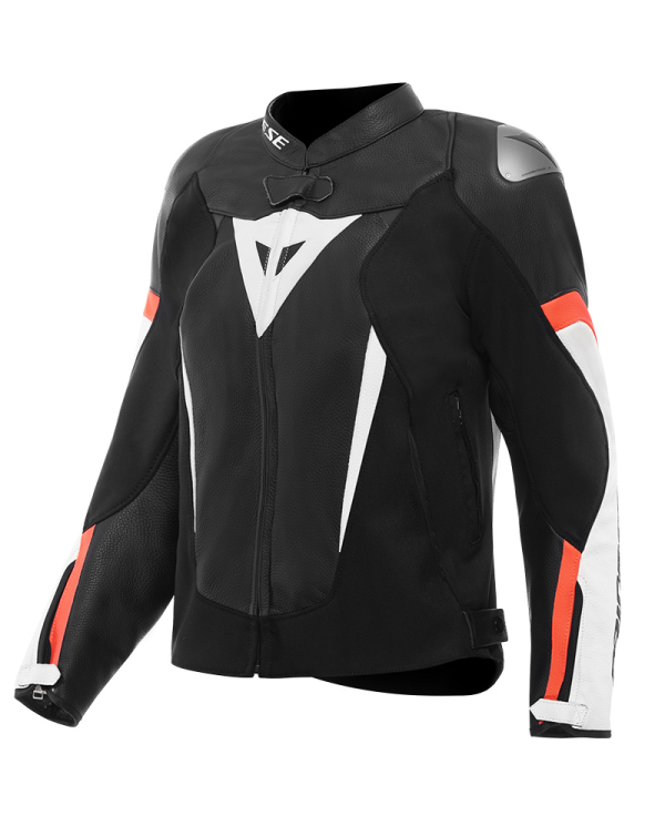 CHAQUETA DAINESE AVRO 6 WMN LADY BLACK/WHITE/RED FLUO | Cuero de moto | %brands%