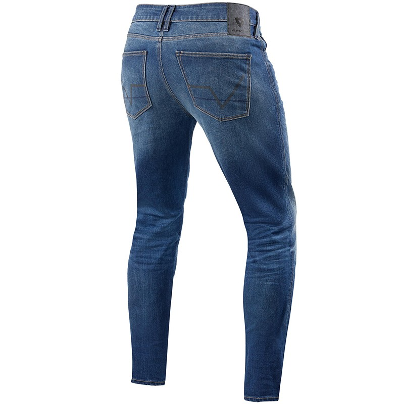 PANTALONES VAQUEROS REVIT CARLIN SK L30 AZUL MEDIO GASTADO | Vaqueros Kevlar de moto | %brands%