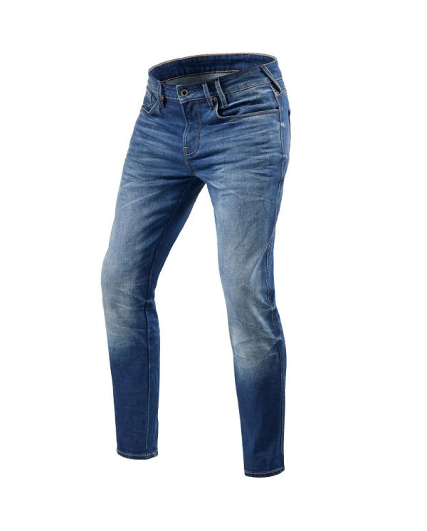 PANTALONES VAQUEROS REVIT CARLIN SK L36 AZUL MEDIO GASTADO | Vaqueros Kevlar de moto | %brands%