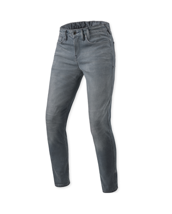 PANTALONES VAQUEROS REVIT CARLIN SK L32 GRIS MEDIO GASTADO | Vaqueros Kevlar de moto | %brands%