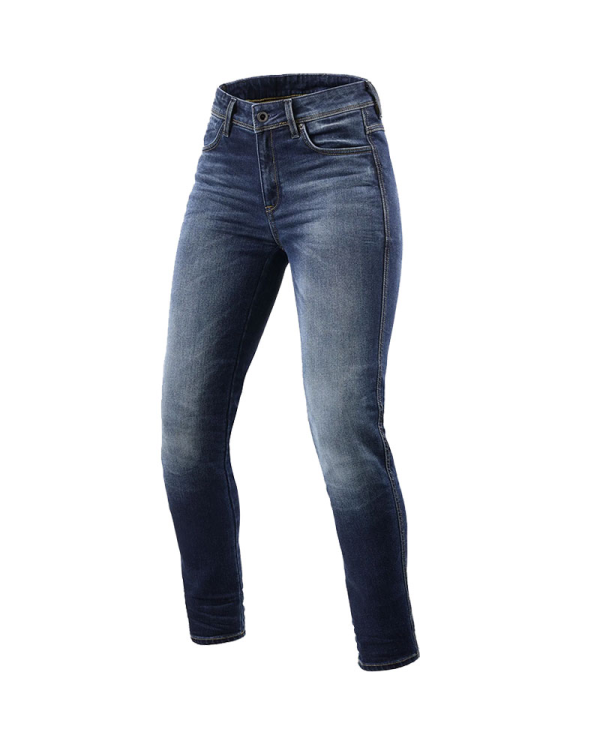 PANTALONES VAQUEROS REVIT MARLEY LADY L30 AZUL MEDIO GASTADO | Vaqueros Kevlar de moto | %brands%