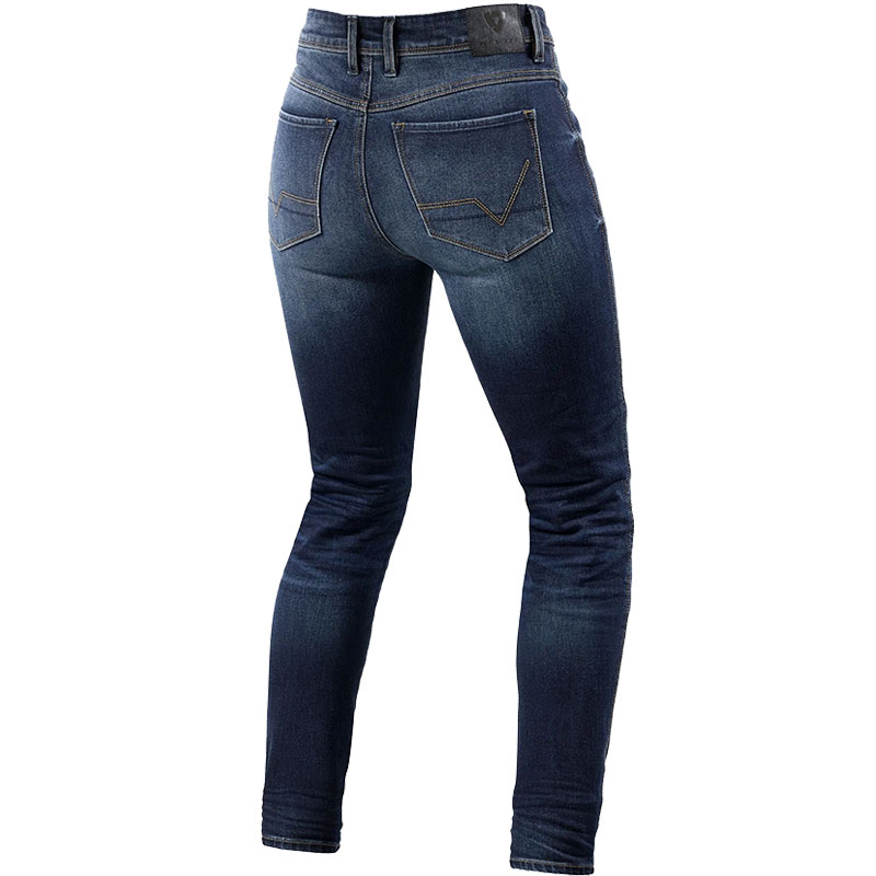 PANTALONES VAQUEROS REVIT MARLEY LADY L30 AZUL MEDIO GASTADO | Vaqueros Kevlar de moto | %brands%